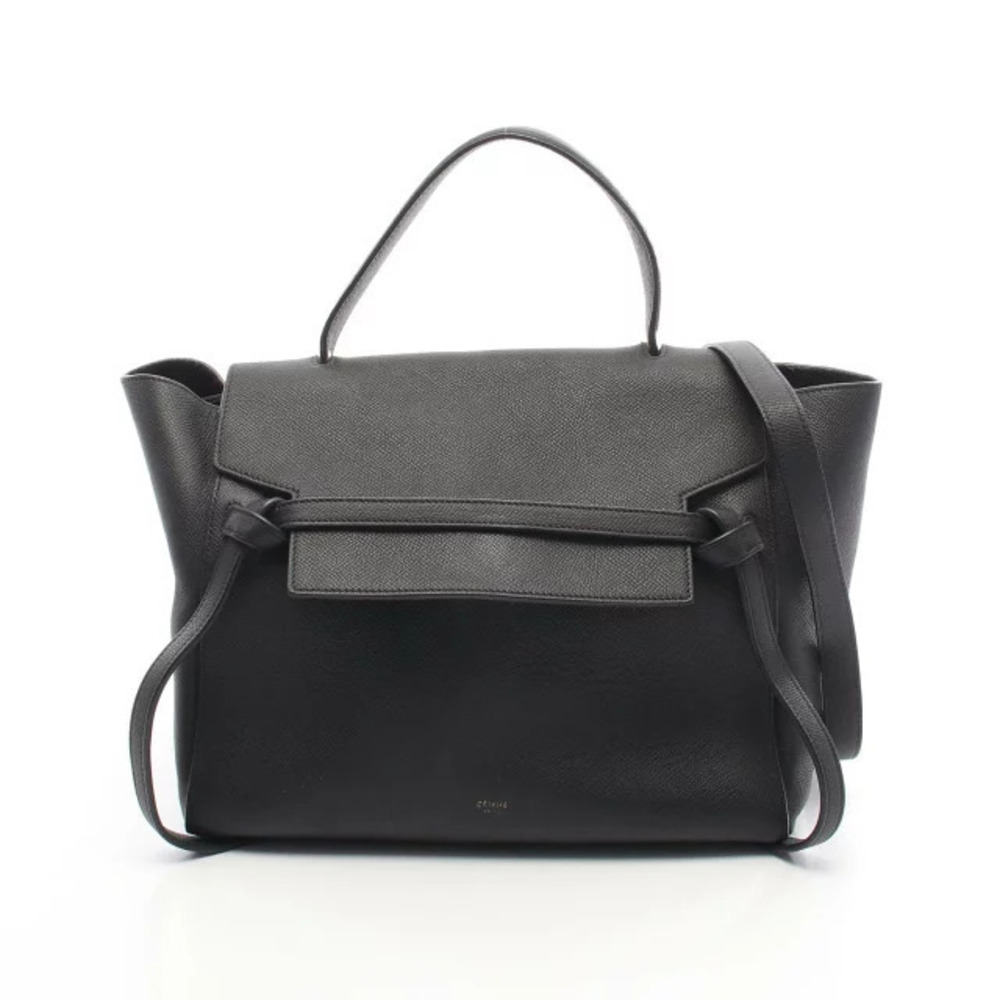 Celine Belt Leather Crossbody BAG Handbag Leather Black